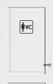 WC deursticker KADER + PICTOGRAM DAMES + TEKST WC - Art.nr. PSK007