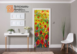 Deursticker Monet klaprozen
