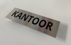 RVS deurplaatje, opschrift "KANTOOR" 15x5 cm