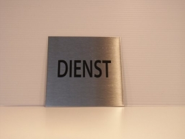 RVS deurplaatje, tekst DIENST 9 x 9 cm
