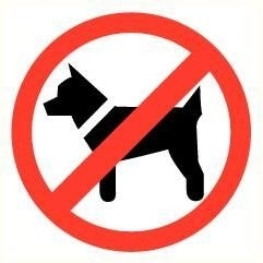 Sticker Honden verboden pictogram Ø 15 cm SPIEGELBEELD- Art.nr. 0142SP