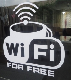 Pictogram sticker draadloos internet - WIFI sticker 17 - 25 x 25 cm