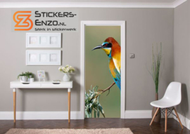 Deursticker bonte vogel op tak
