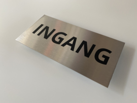 RVS deurplaatje, opschrift "INGANG" 18x9cm
