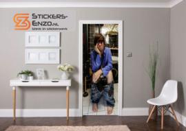 Deursticker man on toilet