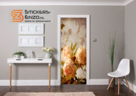 Deursticker zacht oranje rozen