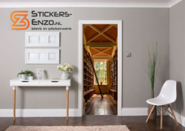 Deursticker bibliotheek met raam