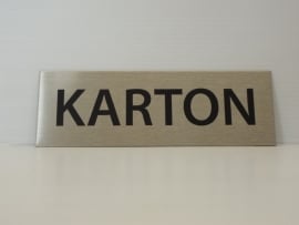 RVS deurplaatje, opschrift "KARTON" 15x5 cm