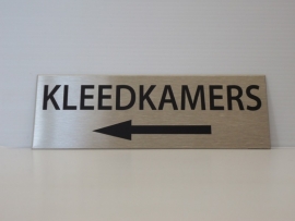 RVS deurplaatje, opschrift "KLEEDKAMERS" +pijl links 15x5cm