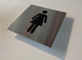 RVS deurplaatje pictogram Dames toilet 9 x 9 cm