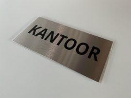 RVS deurplaatje, opschrift "KANTOOR" 18x9cm