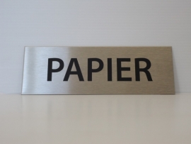 RVS deurplaatje, opschrift "PAPIER" 15x5 cm