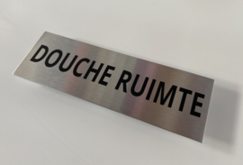 RVS deurplaatje, opschrift "DOUCHERUIMTE` 15x5 cm