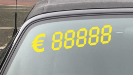 AUTOMOTIVE STICKERS 1 - SET VAN 25 STICKERS BESTAANDE UIT  EEN ‘€’  TEKEN & 5 CIJFERS