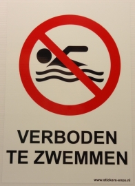 Sticker - Pictogram zwemverbod + tekst - art.nr.0042S