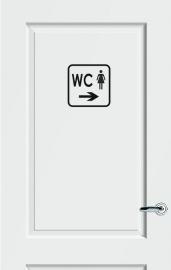 WC deursticker KADER + TEKST WC + PICTO DAMES + PIJL RECHTS - Art.nr. PSK 016