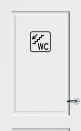 WC deursticker KADER + TEKST WC + TRAP + PIJL LINKS OMLAAG- Art.nr. PSK012