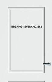 Sticker (losse letters) opschrift "INGANG LEVERANCIERS"