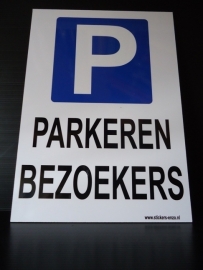 Kunststof bord met opdruk "P" bezoekers - Art.nr.0024