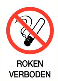 Pictogram sticker ROKEN VERBODEN + TEKST 'RECHTHOEK' 14x20 CM- art.nr.0105S