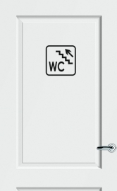 WC deursticker KADER + TEKST WC + TRAP + PIJL LINKS OMHOOG- Art.nr. PSK011