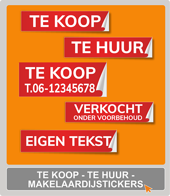 te koop te huur makelaardijstickers