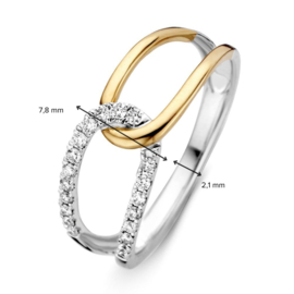 Excellent Jewelry Bicolor Ring met Twee Lussen en Diamanten