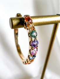 Excellent Jewelry Gouden Oorringen met Rainbow Saffier