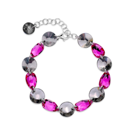 Zilveren Bovino Fuchsia Glaskristallen Armband van Spark