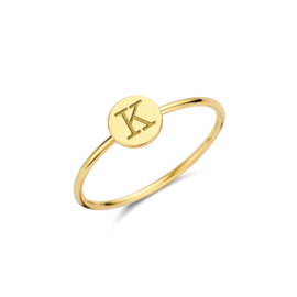 Gouden Ring met Rondje en Initiaal van Names4ever | Ringmaat 46mm