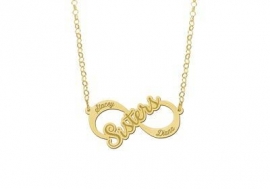 Names4ever Sisters Infinity Ketting van Goud - Graveer Sieraad