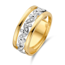 Excellent Jewelry Opengewerkte Bicolor Ring met Diamanten