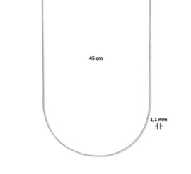 Zilveren Collier Anker gediamanteerd 1,1 mm 45 cm