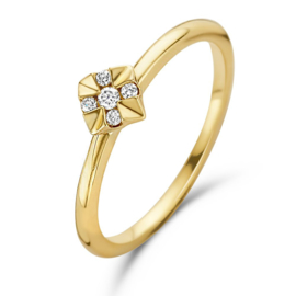 Excellent Jewelry Gouden Ring met Vierkant Diamant Kopstuk