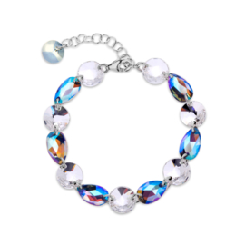 Zilveren Bovino Witte met Blauwe Glaskristallen Armband van Spark