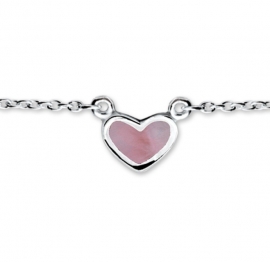 Zilveren Collier met Roze Parelmoer Hart Hanger