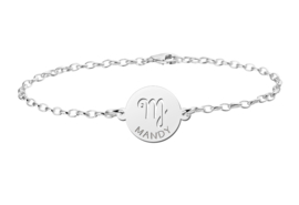 Zilveren Armband met Ronde Maagd Sterrenbeeld Naamhanger > Names4ever