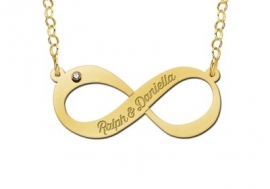 Names4ever Infinity Hanger in goud met Zirkonia - Graveer Sieraad