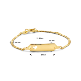 14K Geelgouden Kinder Graveerarmband met Hartje 9cm