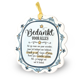 Tegeltje met Tekst | Bedankt voor alles