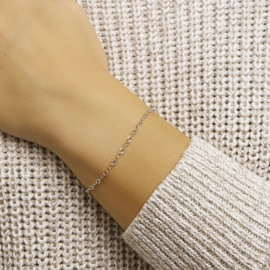 Slanke Schakelarmband van Zilver met Rhodium