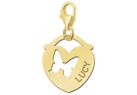 Names4ever Hart Charm-Naambedel met Vlinder GNDB012