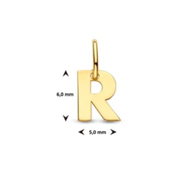 Letter R Hanger in massief 14 Karaat Goud