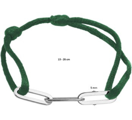 Groen Gevlochten Armband met Zilveren Schakels