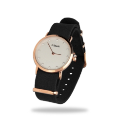 Sencillo Roségoudkleurig Horloge met Zwarte Horlogeband van Spark