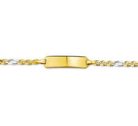 Gouden Bicolor Graveer Baby Armbandje Anker | Lengte 11 – 13 cm