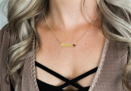 Gouden Naamketting met Roze Hartje Annika | Names4ever