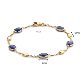 Excellent Jewelry Geelgouden Armband met Blauwe Edelstenen