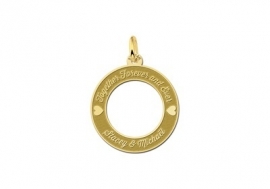 Names4ever Gouden Ronde Hanger 20 mm + Graveer Tekst