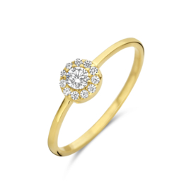 Gouden Zirkonia Halo Ring